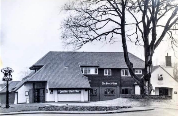 Old black and white photograph of The Beech Tree public house in Kirk Ella
